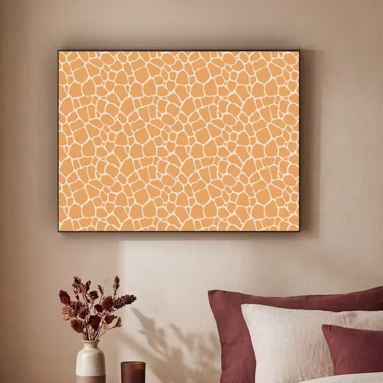Giraf - Oranje - Patroon Textielframe zwart klein 947 -sfeer1