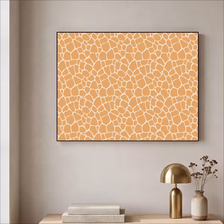 Giraf - Oranje - Patroon Textielframe zwart klein 947 -sfeer2