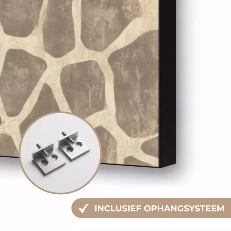Giraf - Patroon - Beige - Bruin Textielframe zwart klein 947 -USP_ophangsysteemNL