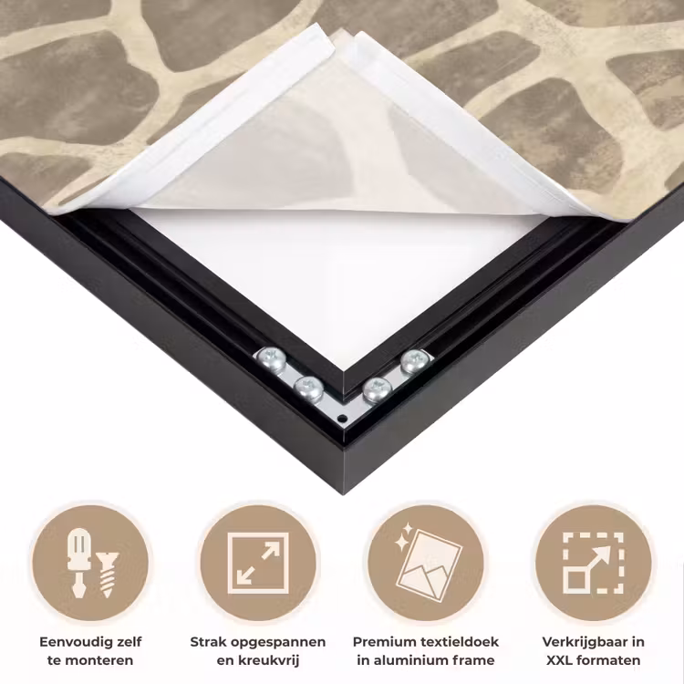 Giraf - Patroon - Beige - Bruin Textielframe zwart klein 947 -USP_feed_closeupNL