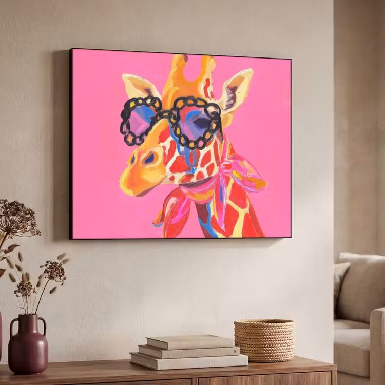 Giraf - Roze - Bril - Sjaal Textielframe - compleet frame klein -sfeer3