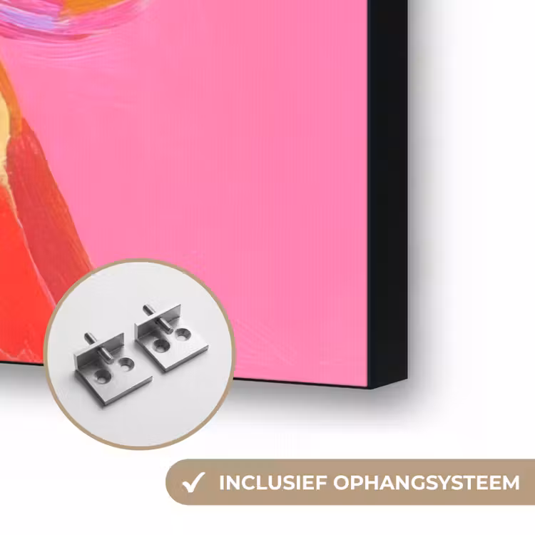 Giraf - Roze - Bril - Sjaal Textielframe zwart klein -USP_ophangsysteemNL