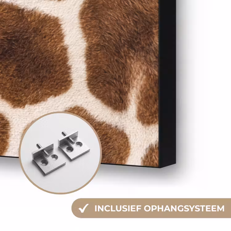 Giraf - Vacht - Klassiek - Bruin Textielframe zwart klein -USP_ophangsysteemNL