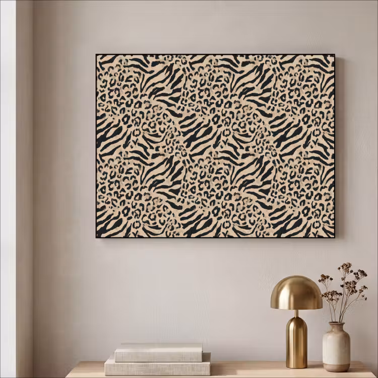 Giraf - Zebra - Motief - Bruin Textielframe zwart klein 947 -sfeer2