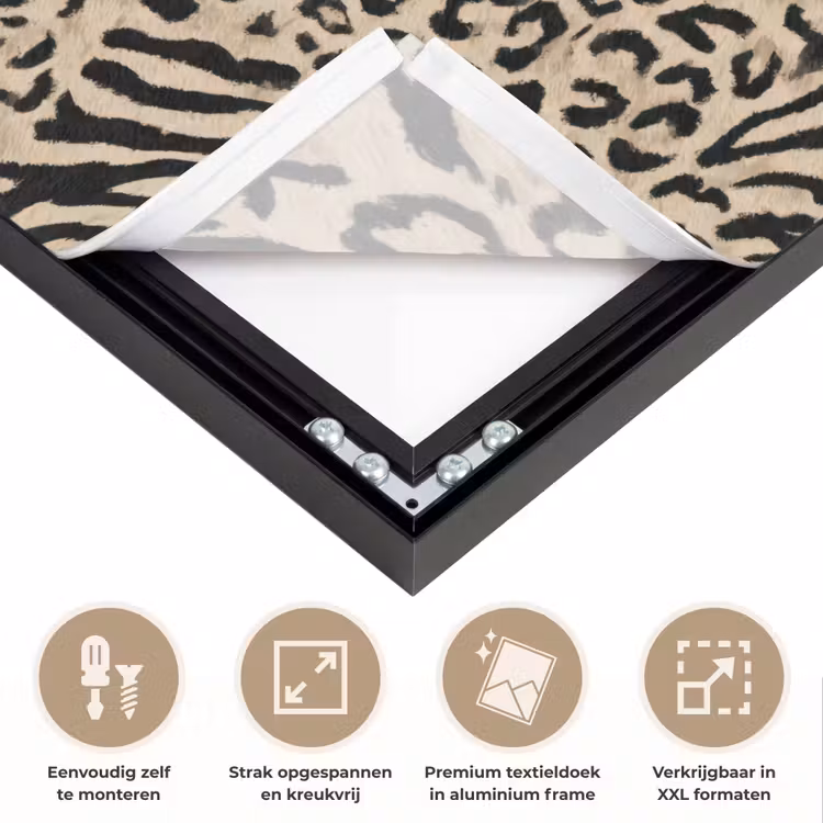 Giraf - Zebra - Motief - Bruin Textielframe zwart klein 947 -USP_feed_closeupNL