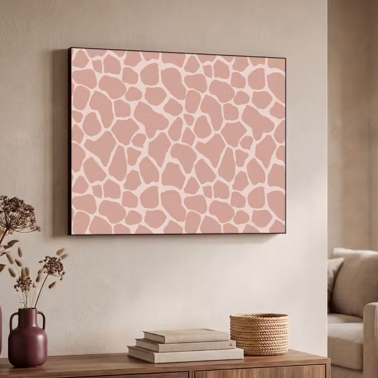 Giraffe - Lichtroze - Warm - Roze Textielframe - compleet frame klein 947 -sfeer3
