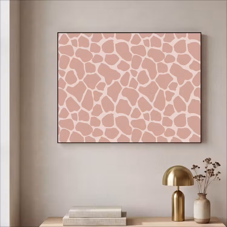 Giraffe - Lichtroze - Warm - Roze Textielframe - compleet frame klein 947 -sfeer2