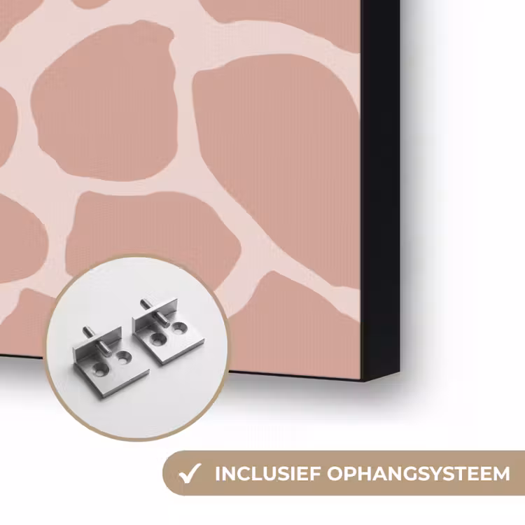 Giraffe - Lichtroze - Warm - Roze Textielframe zwart klein 947 -USP_ophangsysteemNL