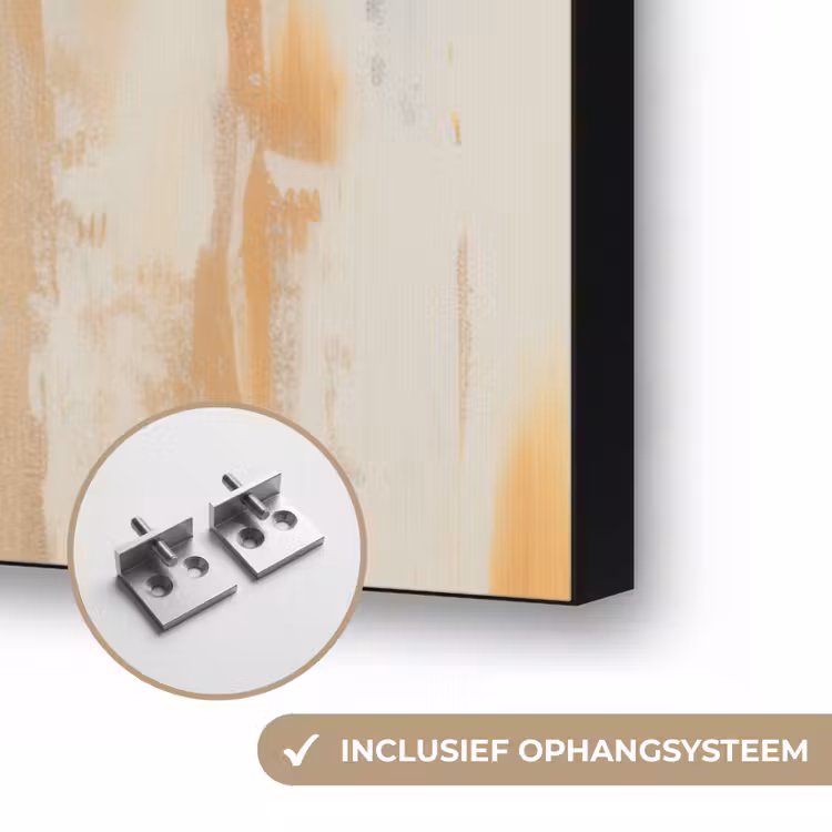Giraffen - Cartoon - Crème Textielframe zwart klein -USP_ophangsysteemNL