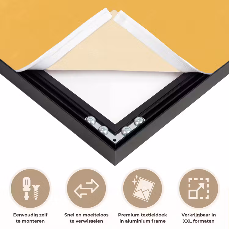 Gitaar - Akoestisch - Geel - Minimalistisch Textielframe zwart klein -USP_closeupNL
