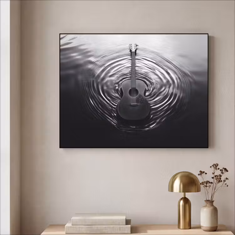 Gitaar - Hout - Water Textielframe - compleet frame klein -sfeer2