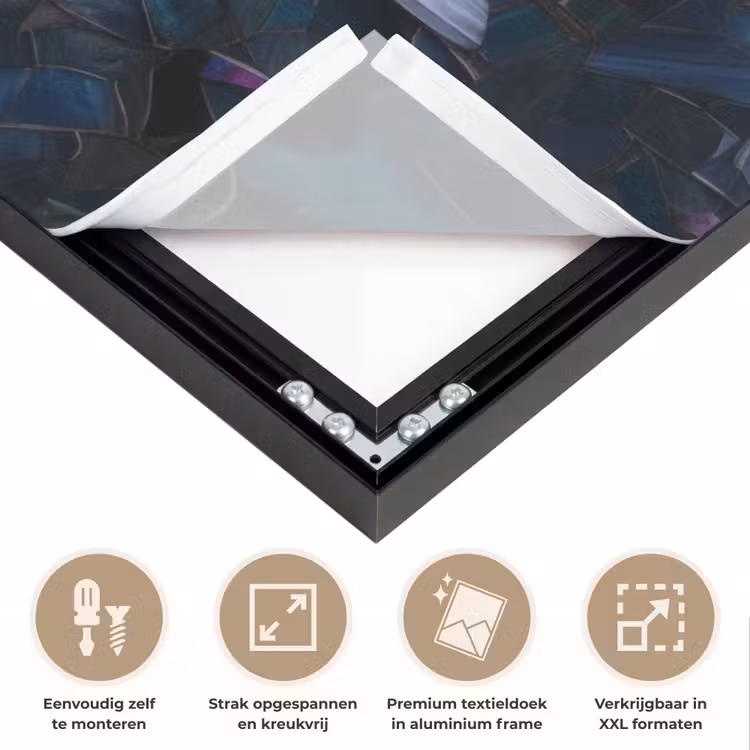 Glasstukjes - Leliebladeren - Vis - Oranje Textielframe zwart klein -USP_feed_closeupNL