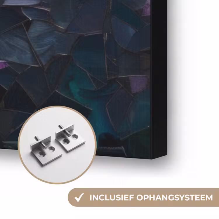 Glasstukjes - Leliebladeren - Vis - Oranje Textielframe zwart klein -USP_ophangsysteemNL
