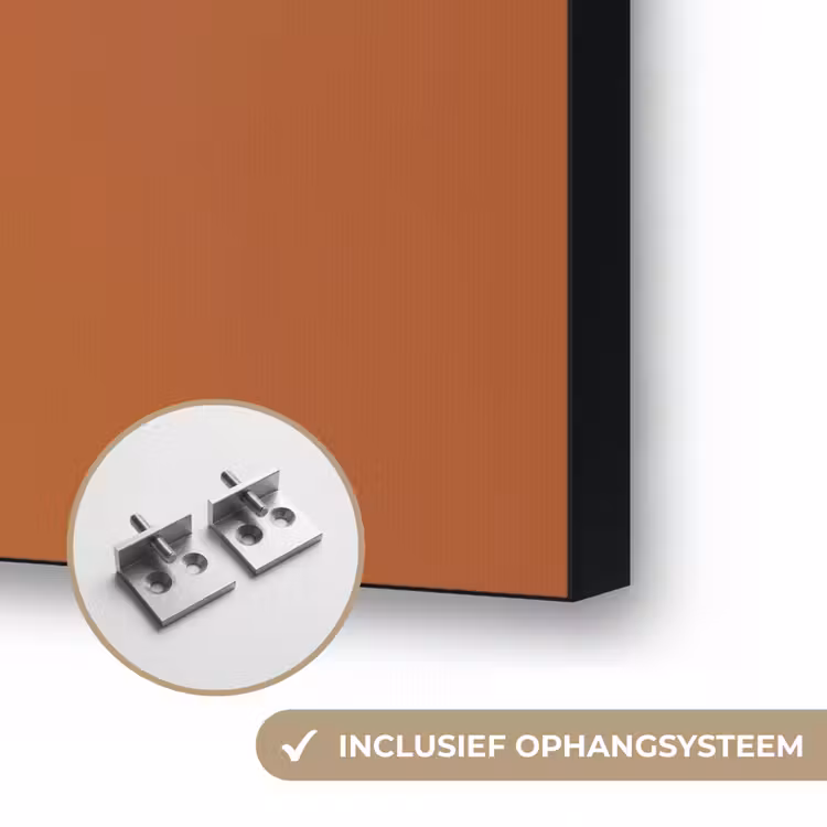 Glazen - Bloem - Oranje Textielframe zwart klein -USP_ophangsysteemNL