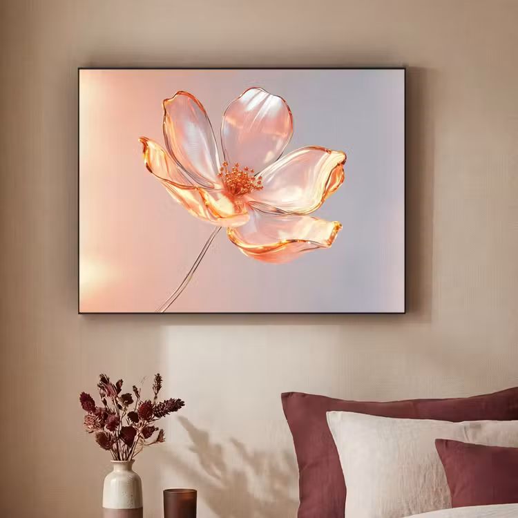 Glazen - Bloem - Roze Textielframe - compleet frame klein -sfeer1