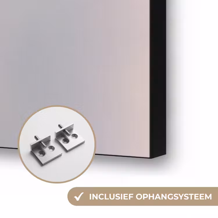 Glazen - Bloem - Roze Textielframe zwart klein -USP_ophangsysteemNL