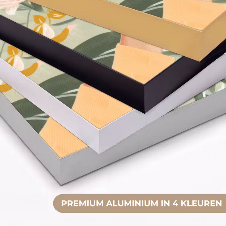 Glazen - Proosten - Bladeren - Groen Textielframe zwart klein -USP_kleurenNL