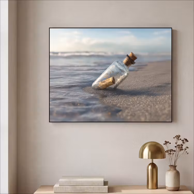 Glazenfles - Post - Zee - Zand Textielframe - compleet frame klein -sfeer2