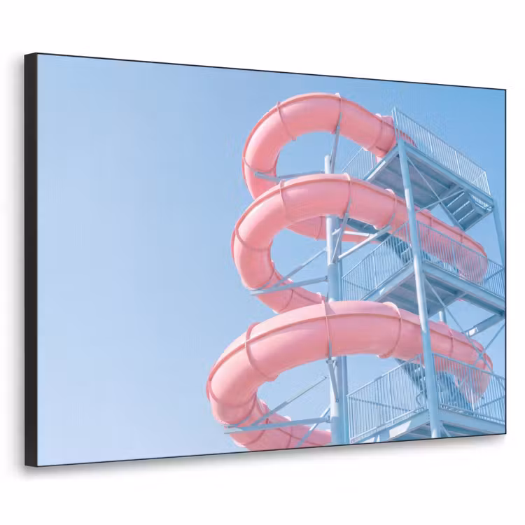 Glijbaan - Waterpark - Spiraal - Modern - Roze Textielframe zwart klein -3d