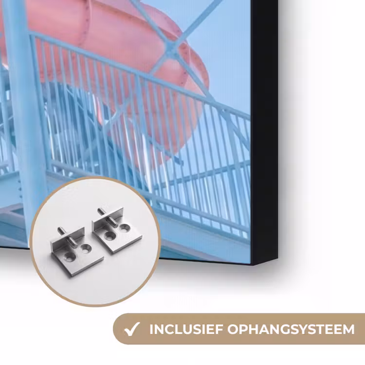 Glijbaan - Waterpark - Spiraal - Modern - Roze Textielframe zwart klein -USP_ophangsysteemNL