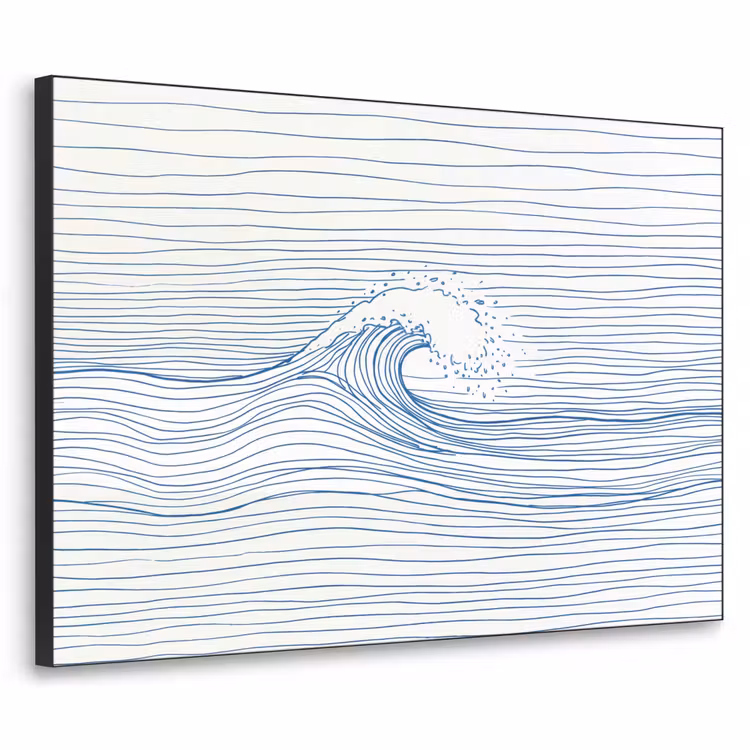 Golf - Brekende - Natuur - Minimalistisch - Blauw Textielframe zwart klein -3d