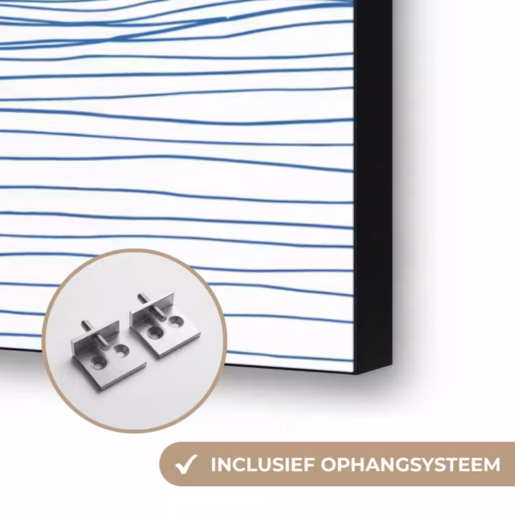 Golf - Brekende - Natuur - Minimalistisch - Blauw Textielframe zwart klein -USP_ophangsysteemNL