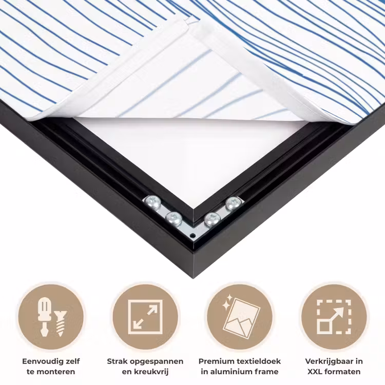 Golf - Brekende - Natuur - Minimalistisch - Blauw Textielframe zwart klein -USP_feed_closeupNL