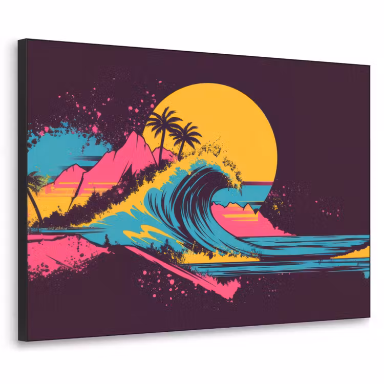 Golf - Kleurrijk - Zon - Palmbomen Textielframe - compleet frame klein -3d