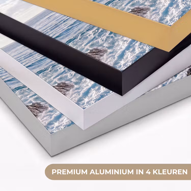 Golf - Oceaan - Brekend - Water - Blauw Textielframe zwart klein -USP_kleurenNL