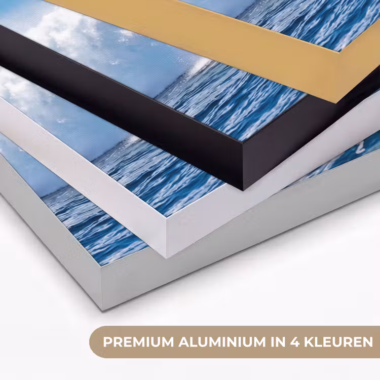 Golf - Oceaan - Water - Dynamisch - Blauw Textielframe zwart klein -USP_kleurenNL