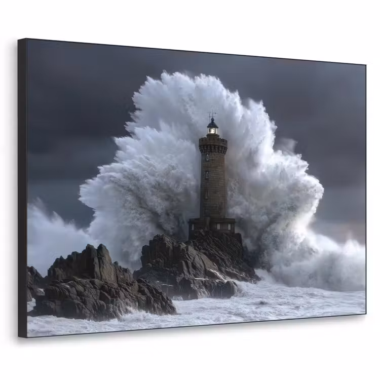 Golf - Vuurtoren - Schuimend water Textielframe - compleet frame klein -3d