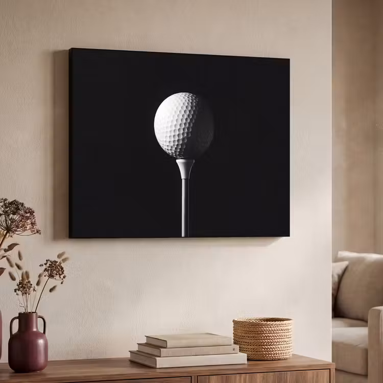 Golfbal - Minimalistisch - Wit Textielframe - compleet frame klein -sfeer3