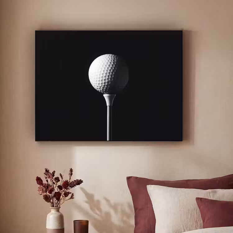 Golfbal - Minimalistisch - Wit Textielframe zwart klein -sfeer1