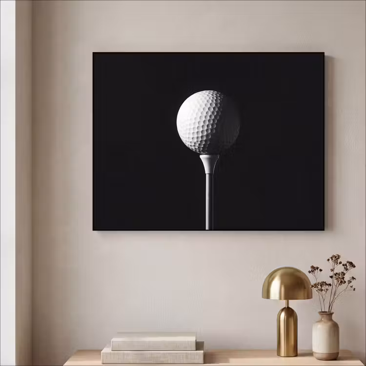 Golfbal - Minimalistisch - Wit Textielframe - compleet frame klein -sfeer2