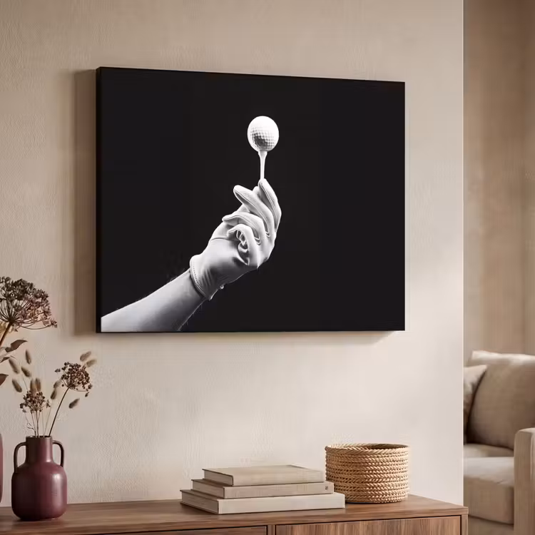 Golfbal - Zwart - Wit Textielframe - compleet frame klein -sfeer3