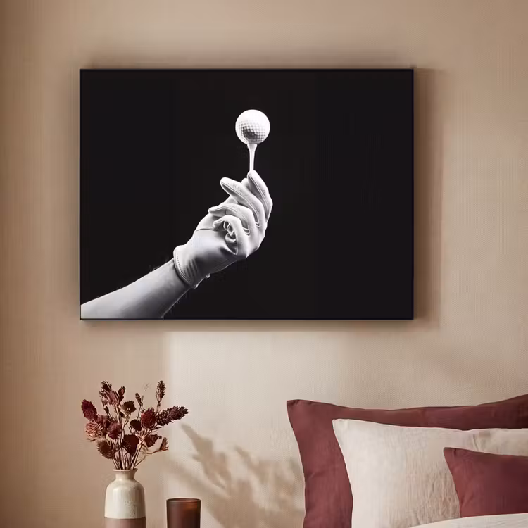 Golfbal - Zwart - Wit Textielframe - compleet frame klein -sfeer1