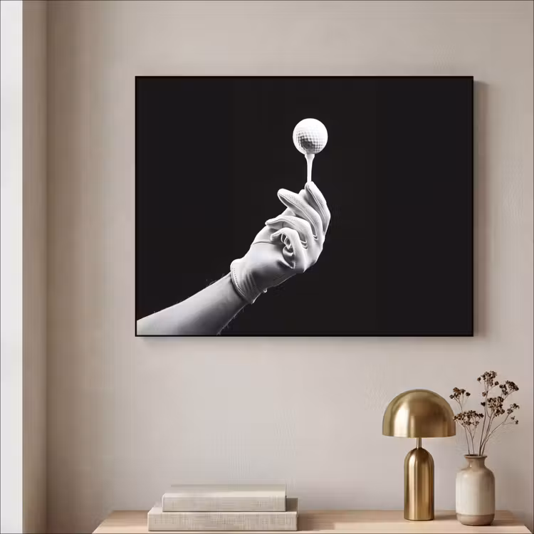 Golfbal - Zwart - Wit Textielframe - compleet frame klein -sfeer2