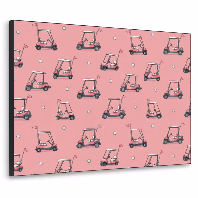 Golfkar - Retro - Roze Textielframe zwart klein 947 -3d