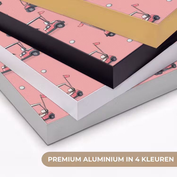 Golfkar - Retro - Roze Textielframe zwart klein 947 -USP_kleurenNL