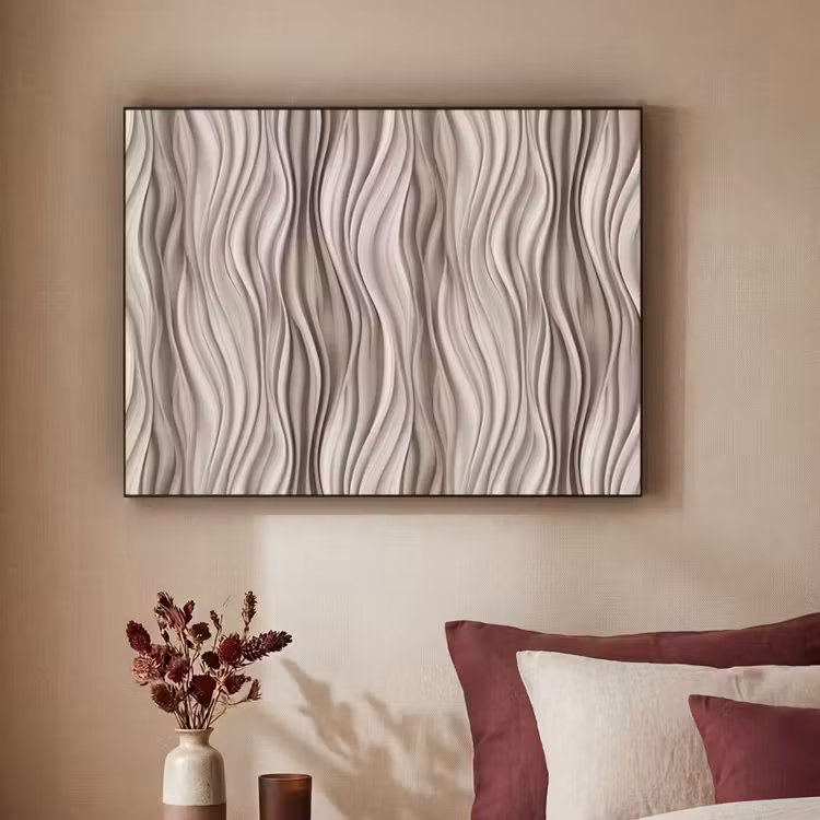 Golven - 3D - Crème Textielframe zwart klein 947 -sfeer1