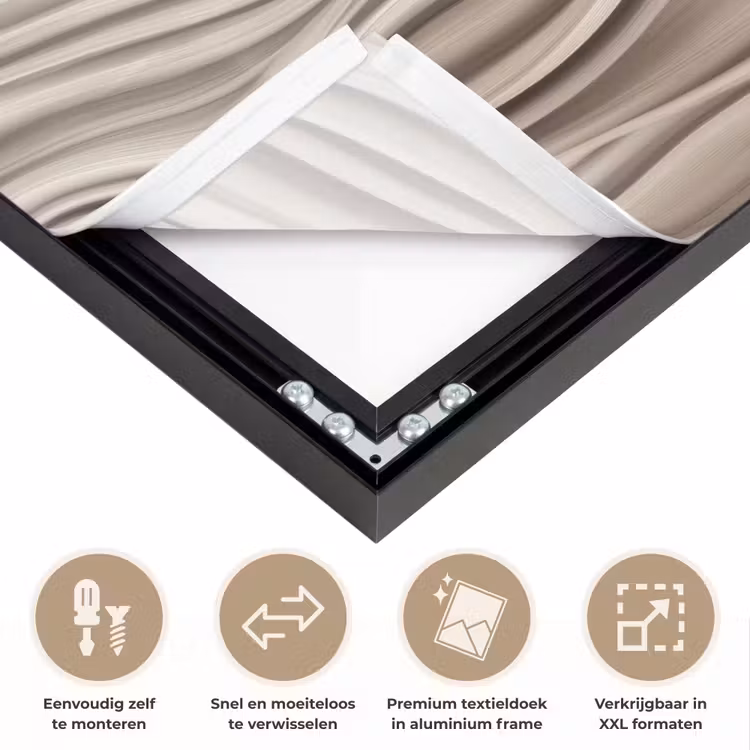 Golven - 3D - Crème Textielframe zwart klein 947 -USP_closeupNL