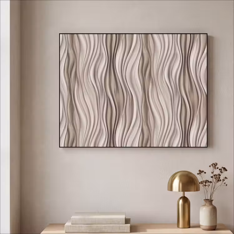 Golven - 3D - Crème Textielframe zwart klein 947 -sfeer2