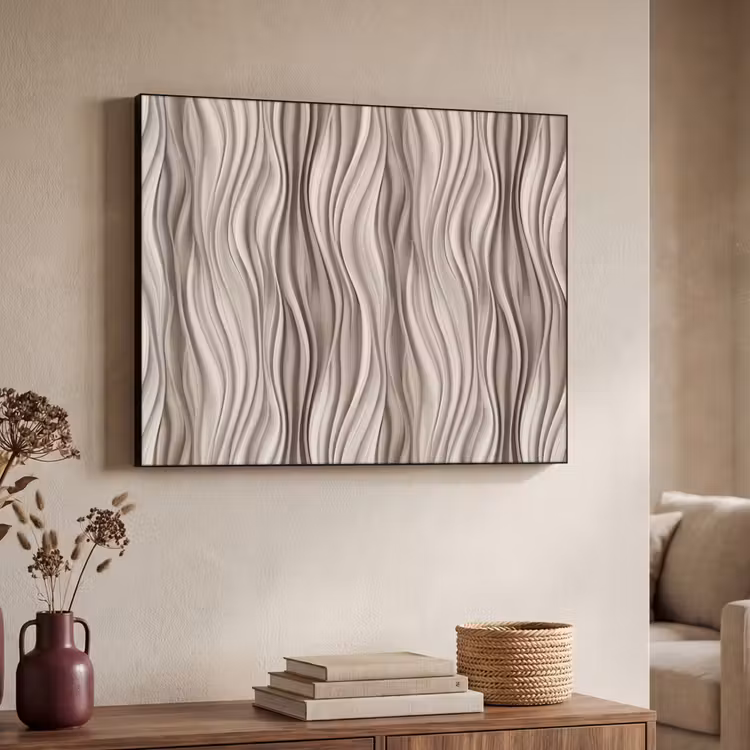Golven - 3D - Crème Textielframe zwart klein 947 -sfeer3