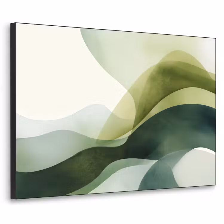 Golven - Abstract - Lichtgroen - Sierlijk Textielframe - compleet frame klein -3d
