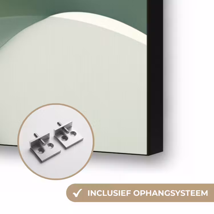 Golven - Abstract - Lichtgroen - Sierlijk Textielframe zwart klein -USP_ophangsysteemNL