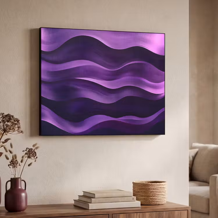 Golven - Abstract - Paars Textielframe - compleet frame klein -sfeer3
