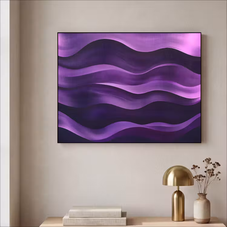 Golven - Abstract - Paars Textielframe zwart klein -sfeer2