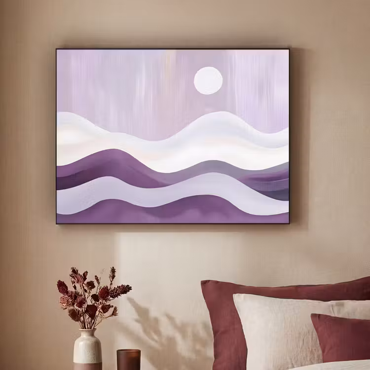 Golven - Heuvels - Abstract - Paars Textielframe zwart klein -sfeer1