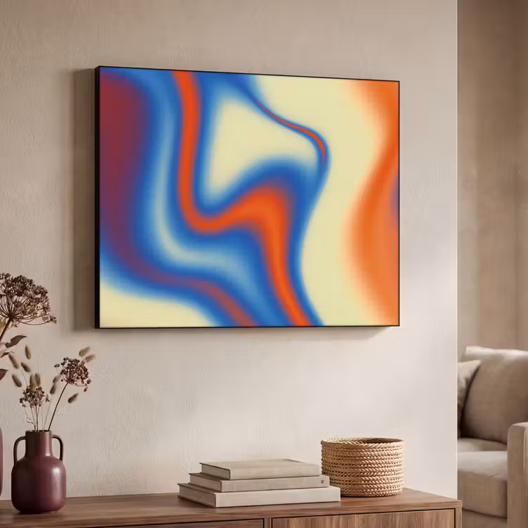 Golven - Kleurrijk - Abstract Textielframe - compleet frame klein -sfeer3
