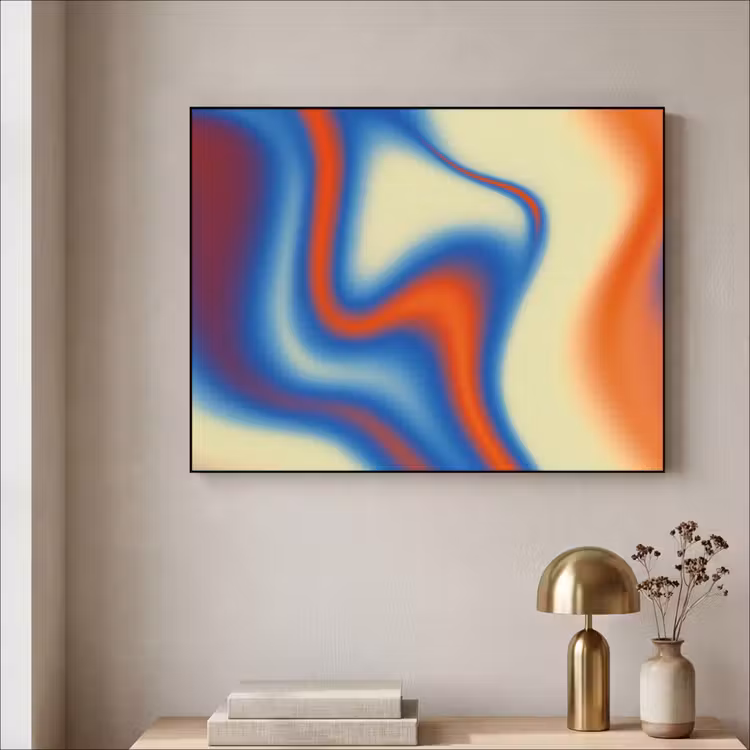 Golven - Kleurrijk - Abstract Textielframe zwart klein -sfeer2